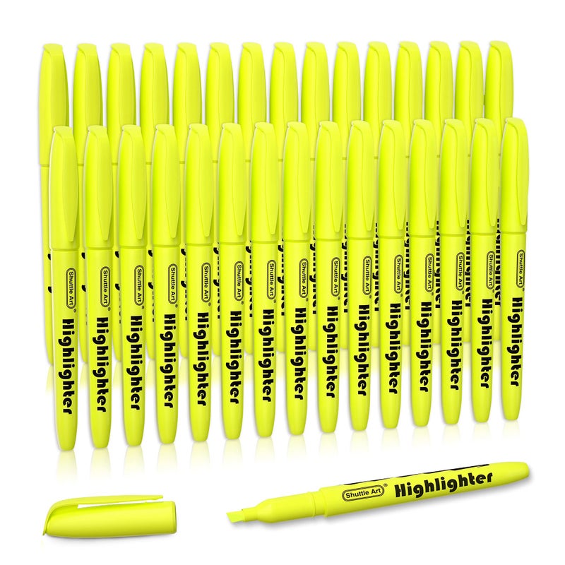 Shuttle Art Yellow Highlighters, 30 Pack Highlighters Bright Colors, Chisel Tip Dry-Quickly Non-Toxic Highlighter markers for Adults Kids Highlighting in Home School Office - Image 1